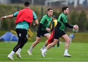 26 January 2022; Joey Carbery, right, during Ireland Rugby squad training at IRFU HPC at the Sport Ireland Campus in Dublin. Photo by Brendan Moran/Sportsfile