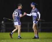 26 January 2022; WIT players Neill O'Sullivan, left, and Conor Ryan celebrate after their side's victory in the Electric Ireland HE GAA Fitzgibbon Cup Round 2 match between DCU Dóchas Éireann and Waterford IT at Dublin City University Sportsgrounds in Dublin. Photo by Piaras Ó Mídheach/Sportsfile
