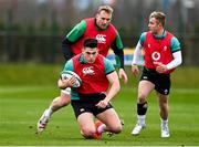 26 January 2022; Dan Sheehan, supported by teammates Kieran Treadwell and Craig Casey, during Ireland Rugby squad training at IRFU HPC at the Sport Ireland Campus in Dublin. Photo by Brendan Moran/Sportsfile