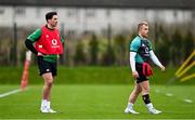 26 January 2022; Joey Carbery, left, and Craig Casey during Ireland Rugby squad training at IRFU HPC at the Sport Ireland Campus in Dublin. Photo by Brendan Moran/Sportsfile