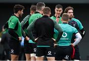 26 January 2022; Captain Jonathan Sexton speaks to his teammates during Ireland Rugby squad training at IRFU HPC at the Sport Ireland Campus in Dublin. Photo by Brendan Moran/Sportsfile