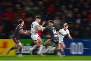 28 January 2022; Ethan McIlroy of Ulster in action against Tom Rogers of Scarlets during the United Rugby Championship match between Ulster and Scarlets at Kingspan Stadium in Belfast. Photo by David Fitzgerald/Sportsfile