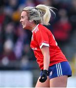 29 January 2022; Chloe Miskell of Kilkerrin-Clonberne celebrates scoring her side's first goal during the 2021 currentaccount.ie All-Ireland Ladies Senior Club Football Championship Final match between Mourneabbey and Kilkerrin-Clonberne at St Brendan's Park in Birr, Offaly. Photo by Piaras Ó Mídheach/Sportsfile