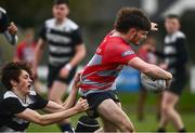 29 January 2022; Eddie Glass of Mullingar RFC is tackled by Joe Greene of Kilkenny RFC during the Bank of Ireland Leinster Rugby Tom D’Arcy Cup First Round match between Mullingar RFC and Kilkenny RFC at Mullingar RFC in Mullingar, Westmeath. Photo by David Fitzgerald/Sportsfile