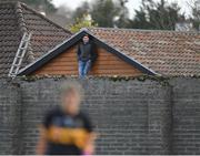 29 January 2022; Spectator Brian Doyle looks on from outside the ground during the 2021 currentaccount.ie All-Ireland Ladies Senior Club Football Championship Final match between Mourneabbey and Kilkerrin-Clonberne at St Brendan's Park in Birr, Offaly. Photo by Piaras Ó Mídheach/Sportsfile