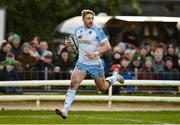 29 January 2022; Kyle Steyn of Glasgow Warriors on his way to scoring his side's fifth try during the United Rugby Championship match between Connacht and Glasgow Warriors at the Sportsground in Galway. Photo by Seb Daly/Sportsfile