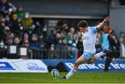 29 January 2022; Duncan Weir of Glasgow Warriors kicks a penalty during the United Rugby Championship match between Connacht and Glasgow Warriors at the Sportsground in Galway. Photo by Seb Daly/Sportsfile