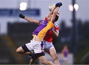 29 January 2022; Rory O'Carroll of Kilmacud Crokes in action against Niall Carty of Pádraig Pearse's during the AIB GAA Football All-Ireland Senior Club Championship Semi-Final match between Pádraig Pearses, Roscommon, and Kilmacud Crokes, Dublin, at Kingspan Breffni in Cavan. Photo by David Fitzgerald/Sportsfile