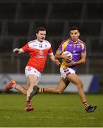 29 January 2022; Craig Dias of Kilmacud Crokes in action against Hubert Darcy of Pádraig Pearse's during the AIB GAA Football All-Ireland Senior Club Championship Semi-Final match between Pádraig Pearses, Roscommon, and Kilmacud Crokes, Dublin, at Kingspan Breffni in Cavan. Photo by Daire Brennan/Sportsfile