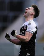 29 January 2022; Ceilum Docherty of Kilcoo celebrates at the final whistle of the AIB GAA Football All-Ireland Senior Club Championship Semi-Final match between St Finbarr's, Cork, and Kilcoo, Down, at MW Hire O'Moore Park in Portlaoise, Laois. Photo by Brendan Moran/Sportsfile