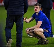 29 January 2022; Alan O'Connor of St Finbarr's is consoled after the AIB GAA Football All-Ireland Senior Club Championship Semi-Final match between St Finbarr's, Cork, and Kilcoo, Down, at MW Hire O'Moore Park in Portlaoise, Laois. Photo by Brendan Moran/Sportsfile