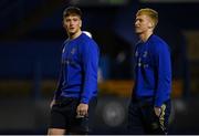 29 January 2022; Joe McCarthy, left, and Jamie Osborne of Leinster walk the pitch before the United Rugby Championship match between Cardiff and Leinster at Cardiff Arms Park in Cardiff, Wales. Photo by Harry Murphy/Sportsfile