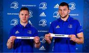 2 February 2022; Leinster's Rory O'Loughlin, left, and Ross Molony during the Leinster Rugby Provincial Towns Cup and Metropolitan Cup Draws at Leinster Rugby Headquarters in Dublin. Photo by Seb Daly/Sportsfile