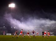 29 January 2022; Lorcán Daly of Pádraig Pearse's in action against Craig Dias of Kilmacud Crokes during the AIB GAA Football All-Ireland Senior Club Championship Semi-Final match between Pádraig Pearses, Roscommon, and Kilmacud Crokes, Dublin, at Kingspan Breffni in Cavan. Photo by David Fitzgerald/Sportsfile