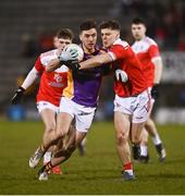 29 January 2022; Andrew McGowan of Kilmacud Crokes in action against Mark Richardson of Pádraig Pearse's during the AIB GAA Football All-Ireland Senior Club Championship Semi-Final match between Pádraig Pearses, Roscommon, and Kilmacud Crokes, Dublin, at Kingspan Breffni in Cavan. Photo by David Fitzgerald/Sportsfile