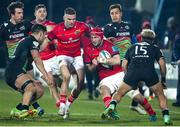 29 January 2022; John Hodnett of Munster in action against Reato Giammarioli, left, and Junior Laloifi of Zebre during the United Rugby Championship match between Zebre Parma and Munster at Stadio Sergio Lanfranchi in Parma, Italy. Photo by Roberto Bregani/Sportsfile