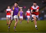 29 January 2022; Cian O'Connor of Kilmacud Crokes in action against Conor Daly of Pádraig Pearse's during the AIB GAA Football All-Ireland Senior Club Championship Semi-Final match between Pádraig Pearses, Roscommon, and Kilmacud Crokes, Dublin, at Kingspan Breffni in Cavan. Photo by David Fitzgerald/Sportsfile