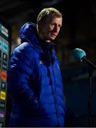 29 January 2022; Leinster head coach Leo Cullen speaks to the media before the United Rugby Championship match between Cardiff and Leinster at Cardiff Arms Park in Cardiff, Wales. Photo by Harry Murphy/Sportsfile
