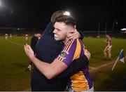 29 January 2022; Kilmacud Crokes' manager Robbie Brennan celebrates with Tom Fox after the AIB GAA Football All-Ireland Senior Club Championship Semi-Final match between Pádraig Pearses, Roscommon, and Kilmacud Crokes, Dublin, at Kingspan Breffni in Cavan. Photo by Daire Brennan/Sportsfile