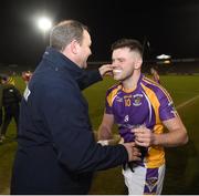 29 January 2022; Kilmacud Crokes' manager Robbie Brennan celebrates with Tom Fox after the AIB GAA Football All-Ireland Senior Club Championship Semi-Final match between Pádraig Pearses, Roscommon, and Kilmacud Crokes, Dublin, at Kingspan Breffni in Cavan. Photo by Daire Brennan/Sportsfile