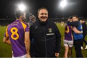 29 January 2022; Kilmacud Crokes' manager Robbie Brennan celebrates with Ben Shovlin after the AIB GAA Football All-Ireland Senior Club Championship Semi-Final match between Pádraig Pearses, Roscommon, and Kilmacud Crokes, Dublin, at Kingspan Breffni in Cavan. Photo by Daire Brennan/Sportsfile