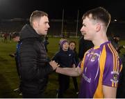 29 January 2022; Injured Kilmacud Crokes' player Paul Mannion celebrates with Michael Mullin after the AIB GAA Football All-Ireland Senior Club Championship Semi-Final match between Pádraig Pearses, Roscommon, and Kilmacud Crokes, Dublin, at Kingspan Breffni in Cavan. Photo by Daire Brennan/Sportsfile