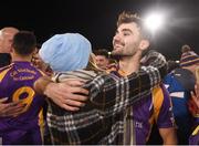 29 January 2022; Ben Shovlin of Kilmacud Crokes celebrates with his girlfriend Seona Close after the AIB GAA Football All-Ireland Senior Club Championship Semi-Final match between Pádraig Pearses, Roscommon, and Kilmacud Crokes, Dublin, at Kingspan Breffni in Cavan. Photo by Daire Brennan/Sportsfile