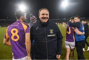 29 January 2022; Kilmacud Crokes' manager Robbie Brennan celebrates with Ben Shovlin after the AIB GAA Football All-Ireland Senior Club Championship Semi-Final match between Pádraig Pearses, Roscommon, and Kilmacud Crokes, Dublin, at Kingspan Breffni in Cavan. Photo by Daire Brennan/Sportsfile