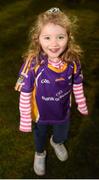 29 January 2022; Kilmacud Crokes' supporter Sinéad Brennan, aged 3, celebrates after the AIB GAA Football All-Ireland Senior Club Championship Semi-Final match between Pádraig Pearses, Roscommon, and Kilmacud Crokes, Dublin, at Kingspan Breffni in Cavan. Photo by Daire Brennan/Sportsfile