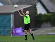 29 January 2022; Referee Kevin Phelan throws the ball in to start the 2021 currentaccount.ie All-Ireland Ladies Senior Club Football Championship Final match between Mourneabbey and Kilkerrin-Clonberne at St Brendan's Park in Birr, Offaly. Photo by Piaras Ó Mídheach/Sportsfile