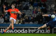 29 January 2022; Rian O'Neill shoots a 23rd minute goal for Armagh during the Allianz Football League Division 1 match between Dublin and Armagh at Croke Park in Dublin. Photo by Ray McManus/Sportsfile