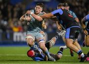 29 January 2022; Joe McCarthy of Leinster is tackled by James Botham and Corey Domachowski of Cardiff during the United Rugby Championship match between Cardiff and Leinster at Cardiff Arms Park in Cardiff, Wales. Photo by Harry Murphy/Sportsfile
