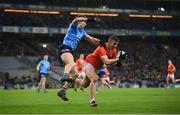 29 January 2022; Tiernan Kelly of Armagh in action against Lee Gannon of Dublin during the Allianz Football League Division 1 match between Dublin and Armagh at Croke Park in Dublin. Photo by Stephen McCarthy/Sportsfile