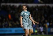 29 January 2022; Rory O'Loughlin of Leinster reacts during the United Rugby Championship match between Cardiff and Leinster at Cardiff Arms Park in Cardiff, Wales. Photo by Harry Murphy/Sportsfile