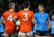 29 January 2022; Dublin's Lee Gannon with Mark Shields, 4, and Aidan Forker of Armagh during the Allianz Football League Division 1 match between Dublin and Armagh at Croke Park in Dublin. Photo by Ray McManus/Sportsfile