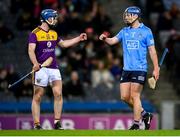 29 January 2022; Billy Dunne of Wexford and John Bellew of Dublin following the Walsh Cup Final match between Dublin and Wexford at Croke Park in Dublin. Photo by Stephen McCarthy/Sportsfile