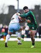 29 January 2022; Sammy Arnold of Connacht is tackled by Fraser Brown of Glasgow Warriors during the United Rugby Championship match between Connacht and Glasgow Warriors at the Sportsground in Galway. Photo by Seb Daly/Sportsfile