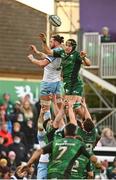 29 January 2022; Ultan Dillane of Connacht and Ryan Wilson of Glasgow Warriors at a lineout during the United Rugby Championship match between Connacht and Glasgow Warriors at the Sportsground in Galway. Photo by Seb Daly/Sportsfile