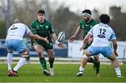 29 January 2022; Dave Heffernan, left, and Paul Boyle of Connacht in action against Kiran McDonald, left, and Sione Tuipulotu of Glasgow Warriors during the United Rugby Championship match between Connacht and Glasgow Warriors at the Sportsground in Galway. Photo by Seb Daly/Sportsfile