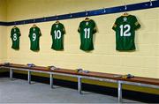 30 January 2022; Meath jerseys hang in the changing rooms before the Allianz Football League Division 2 match between Galway and Meath at Pearse Stadium in Galway. Photo by Seb Daly/Sportsfile