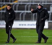 29 January 2022; Kilcoo manager Mickey Moran, right with selector Conleth Gilligan before the AIB GAA Football All-Ireland Senior Club Championship Semi-Final match between St Finbarr's, Cork, and Kilcoo, Down, at MW Hire O'Moore Park in Portlaoise, Laois. Photo by Brendan Moran/Sportsfile