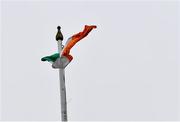 30 January 2022; The Irish tricolour flies in strong wind before the Allianz Football League Division 1 match between Mayo and Donegal at Markievicz Park in Sligo. Photo by Piaras Ó Mídheach/Sportsfile