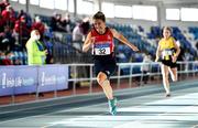 30 January 2022; Gemma Thompson of City of Derry AC Spartans, Derry, on her way to winning the over 35 women's 200m during the Irish Life Health National Masters Indoor Championships at TUS International Arena in Athlone, Westmeath. Photo by Sam Barnes/Sportsfile