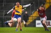 30 January 2022; Enda Smith of Roscommon shoots to score his side's first goal during the Allianz Football League Division 2 match between Roscommon and Cork at Dr Hyde Park in Roscommon. Photo by David Fitzgerald/Sportsfile