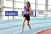 30 January 2022; Anne Gilshinan of Slaney Olympic AC, Wexford, on her way to winning the over 55 women's 800m during the Irish Life Health National Masters Indoor Championships at TUS International Arena in Athlone, Westmeath. Photo by Sam Barnes/Sportsfile