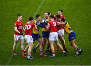 30 January 2022; Players from both sides tussle during the Allianz Football League Division 2 match between Roscommon and Cork at Dr Hyde Park in Roscommon. Photo by David Fitzgerald/Sportsfile