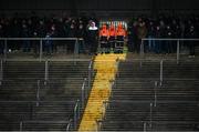 30 January 2022; Supporters and Maor's shelter from the rain during the Allianz Football League Division 2 match between Roscommon and Cork at Dr Hyde Park in Roscommon. Photo by David Fitzgerald/Sportsfile
