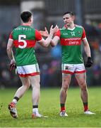 30 January 2022; Mayo players Jason Doherty, right, and Paddy Durcan after the drawn the Allianz Football League Division 1 match between Mayo and Donegal at Markievicz Park in Sligo. Photo by Piaras Ó Mídheach/Sportsfile