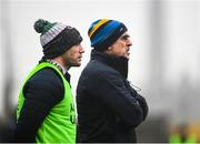 30 January 2022; Roscommon manager Anthony Cunningham, right, and selector Peter Tormey during the Allianz Football League Division 2 match between Roscommon and Cork at Dr Hyde Park in Roscommon. Photo by David Fitzgerald/Sportsfile
