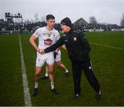 30 January 2022; Kerry manager Jack O'Connor and Mick O'Grady of Kildare shake hands after the Allianz Football League Division 1 match between Kildare and Kerry at St Conleth's Park in Newbridge, Kildare. Photo by Stephen McCarthy/Sportsfile